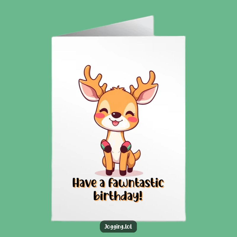 Free Printable Birthday Card: Fit Deer Jogging Funny Downloadable Gift