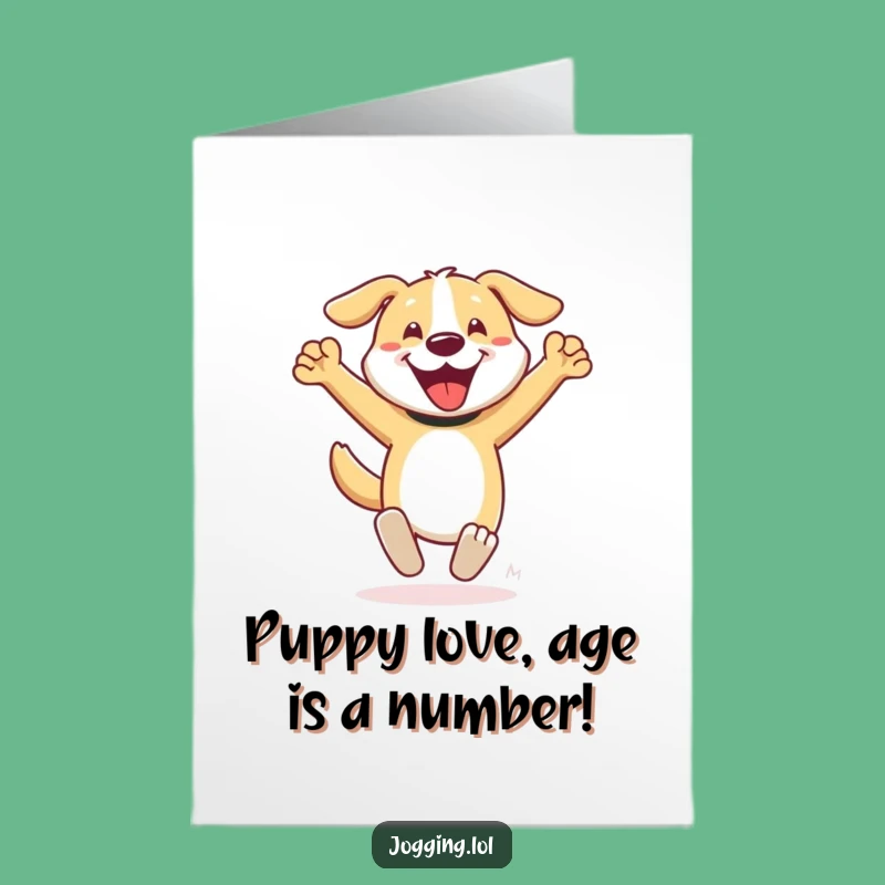 Free Printable Dog Birthday Card: Funny Animated Dog Running Printable Greeting Card