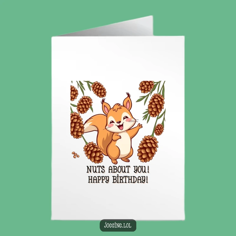 Free Printable Squirrel Birthday Card: Playful Squirrel Weaving Printable Greeting Card