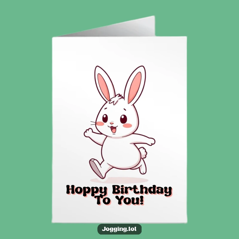 Free Printable Birthday Card: Funny Rabbit Running Fast, Joyful Downloadable Gift