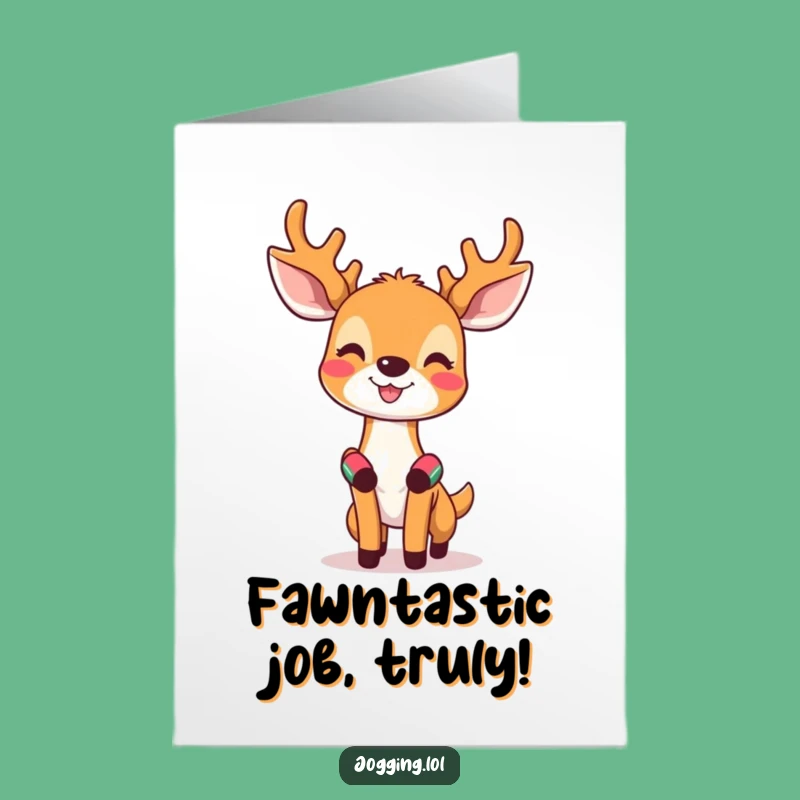 Free Printable Congrats Card: Fit Deer Achieving Goals Downloadable Humorous Gift