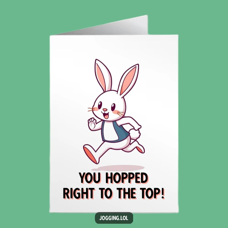 Free Printable Congrats Card: Cheerful Rabbit Runner Achievement, Wow!