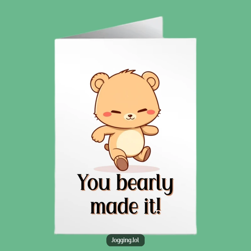 Free Printable Congrats Card: Determined Bear Cub, Funny Downloadable Success Message