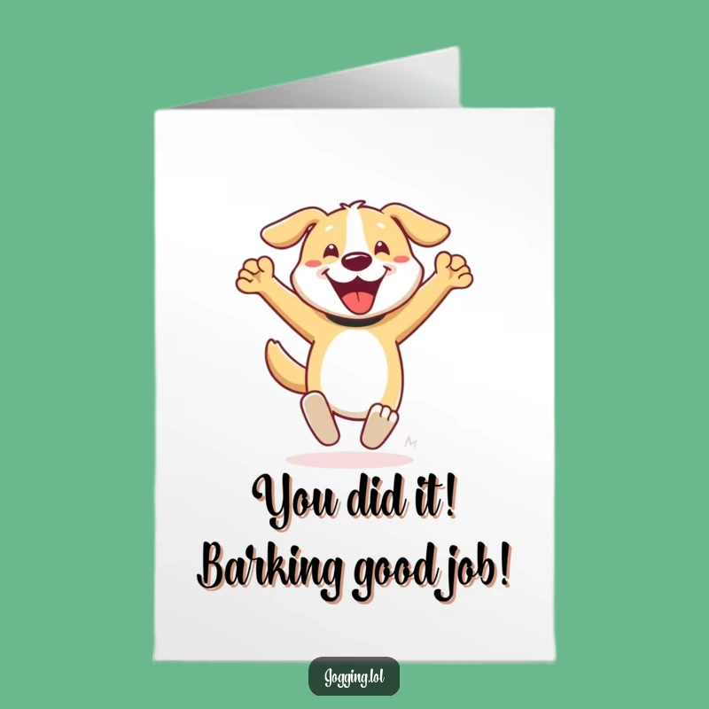 Free Printable Congrats Card: Energetic Dog Sprinting Printable Greeting Card for Any Occasion
