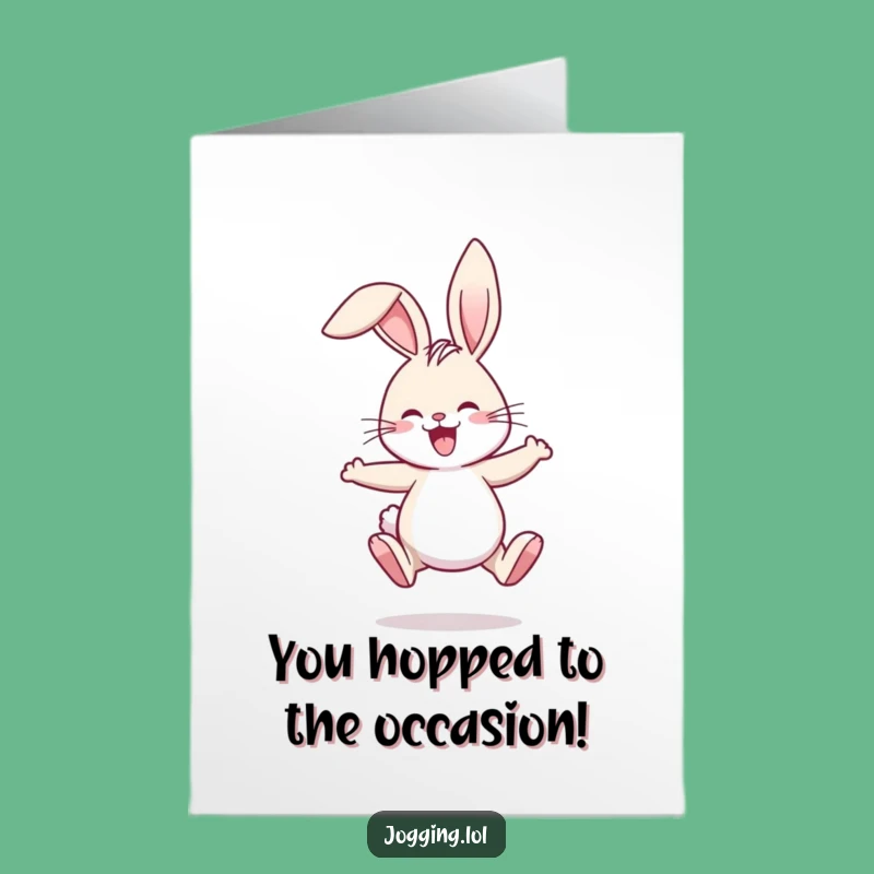 Free Printable Congrats Card: Hilarious Floppy-Eared Rabbit Jogging Downloadable Gift