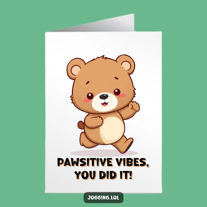 Free Printable Bear Cub Jogging Congrats Card - Funny Downloadable Gift for Any Occasion