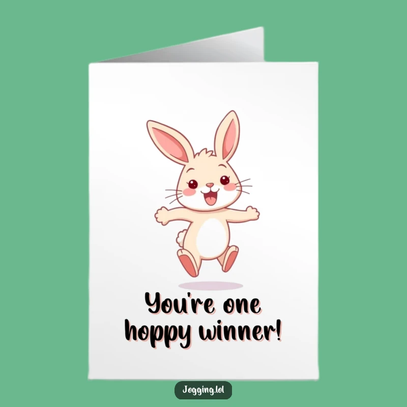 Free Printable Bunny Congrats Card: Funny Bouncy Downloadable Gift for Wins