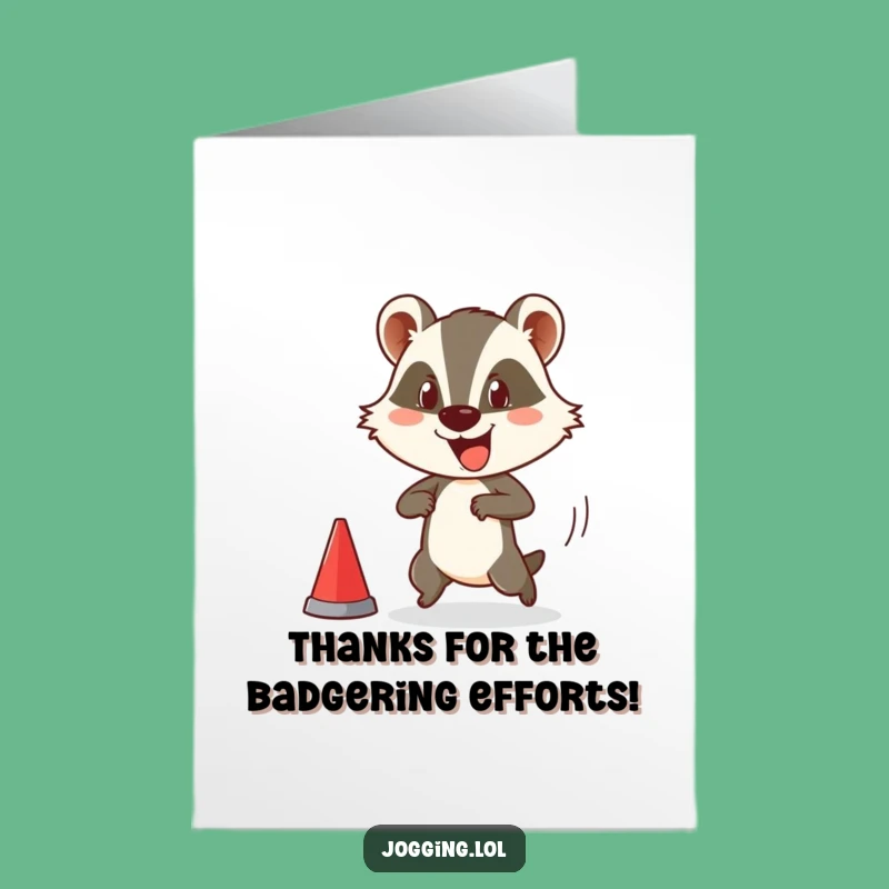 Free Printable Thank You Card: Amusing Badger Race Start, Heartfelt Downloadable Apology or Thanks