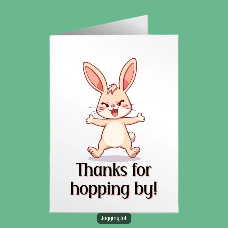Free Printable Thank You Card: Bunny Running Thank You Downloadable Gift