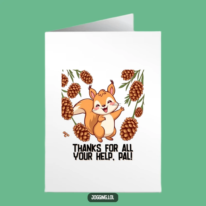 Free Printable Thank You Card: Playful Squirrel Weaving Printable Greeting Card