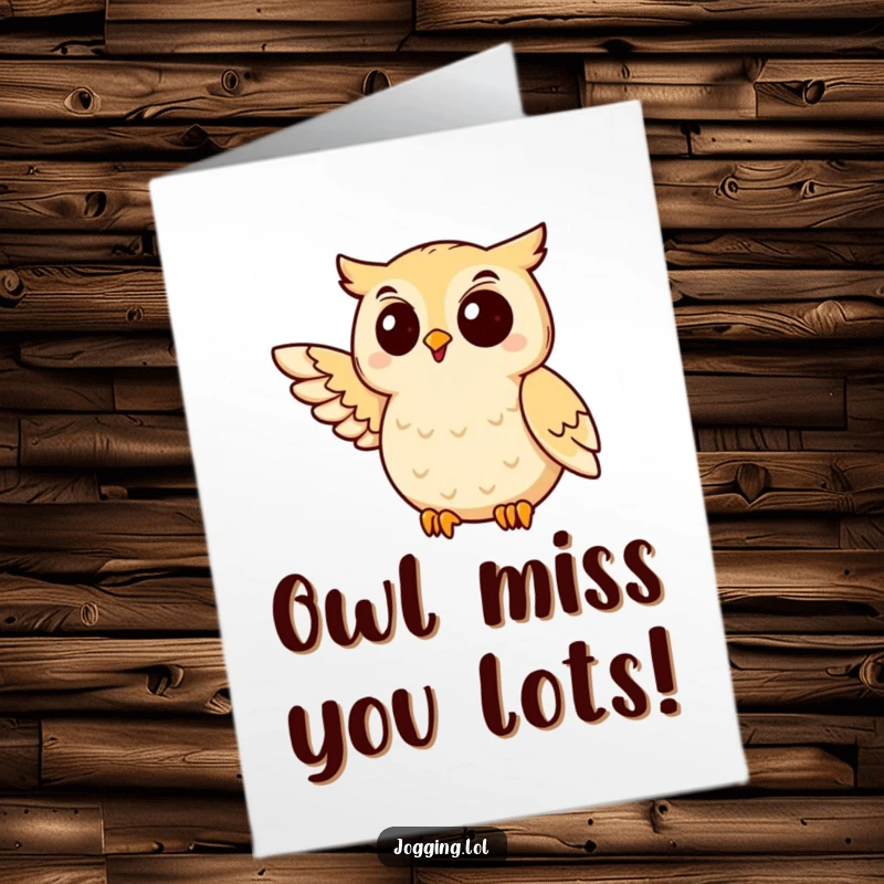 Funny Free Printable Thank You Card featuring a delighted owl mid-jog, wing out, expressing thanks with a joyful spirit.