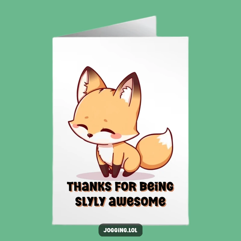 Free Printable Thank You Card: Winking Fox Chasing Shadow Funny Downloadable Gift