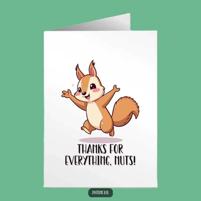 Free Printable Thank You Card: Squirrel Running Thank You Downloadable Gift