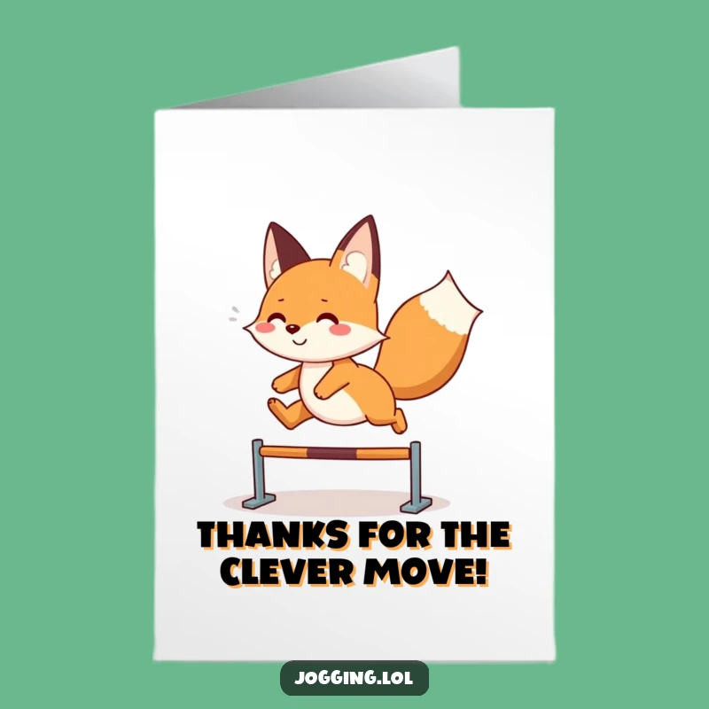 Free Printable Thank You Card: Fox's Grateful Leap, Humorous Downloadable Gift for Your Support