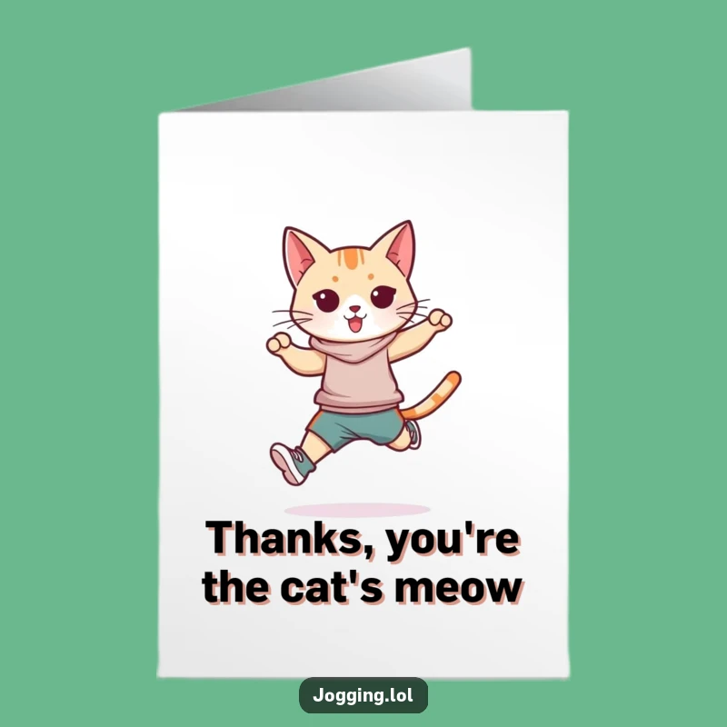 Free Printable Thank You Card: Athletic Cat Thank You Downloadable Gift