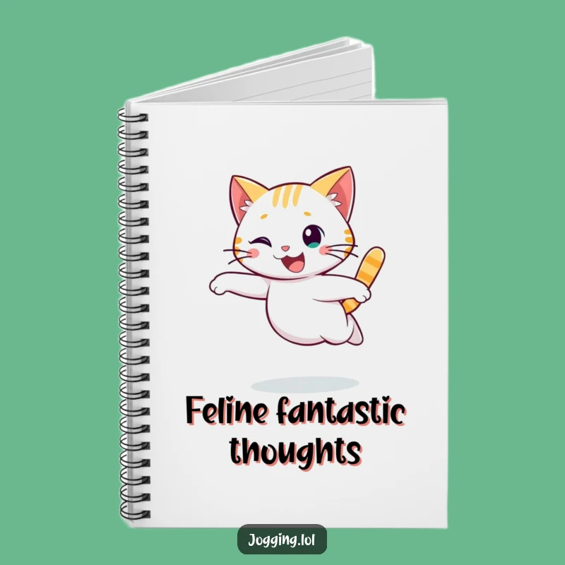 Funny Cat Running Notebook - Journal Character Book for Flowing Notes