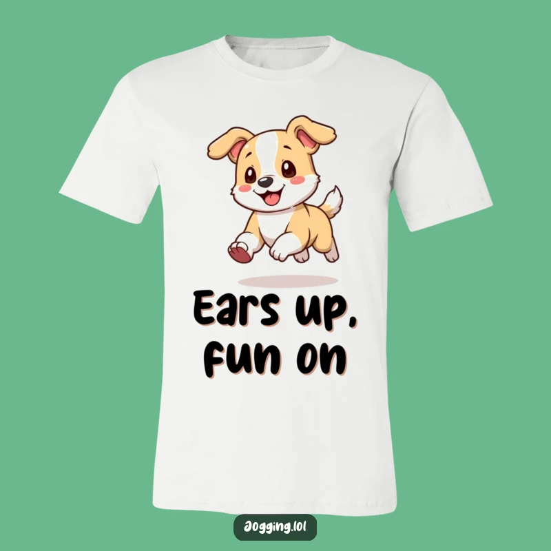 Funny Dog Ears T-Shirt - Playful Runner Cartoon Tee Gift