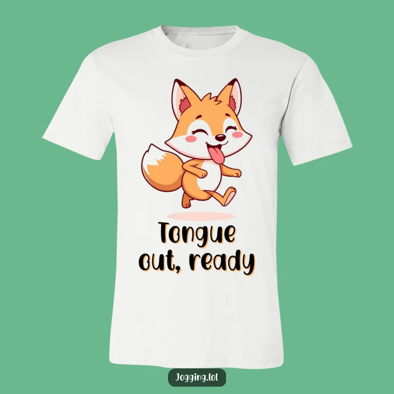 Funny Fox Tongue Out T-Shirt - Cheerful Jogger Cartoon Tee Gift