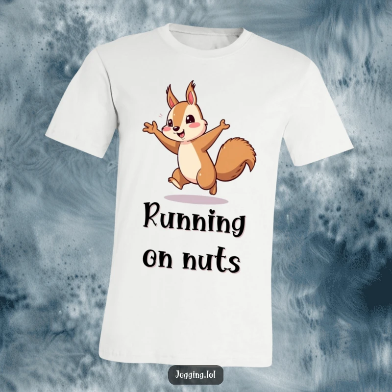 Funny squirrel running t-shirt, energetic arm pumping, playful rodent, athletic pose, fitness tee, great funny gift