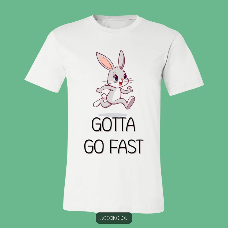 Funny Bunny Sprint T-Shirt: Determined Hare's Energetic Run, Hilarious Gift!