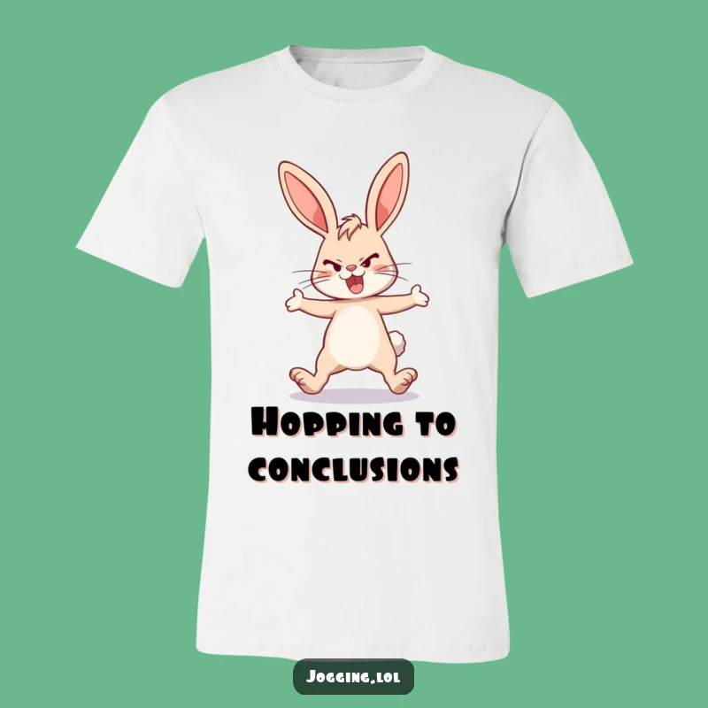 Funny Energetic Bunny T-Shirt - Determined Rabbit Running Graphic Tee Gift