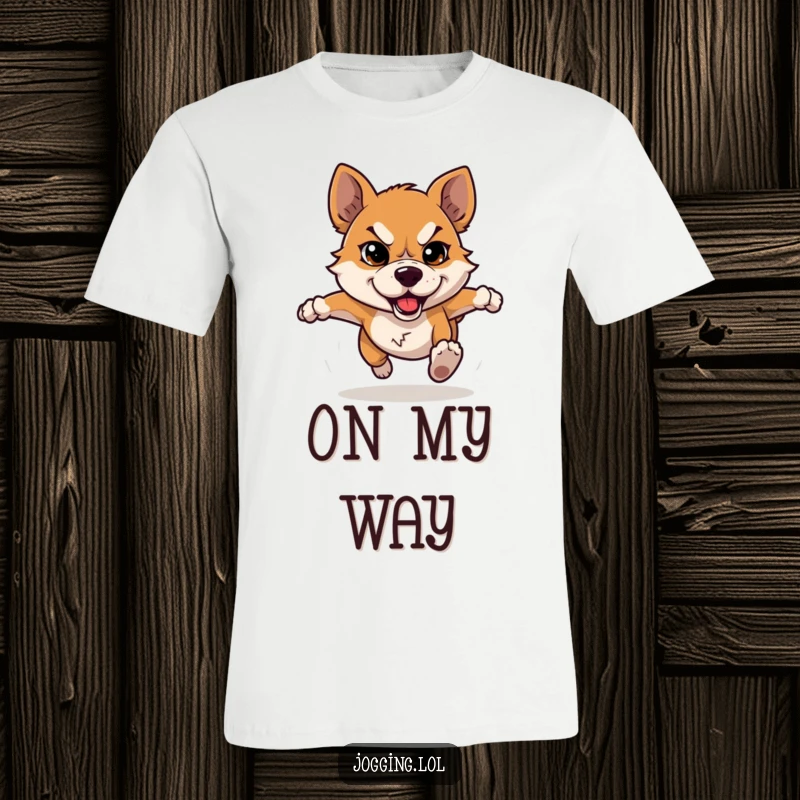Funny dog t-shirt showcasing a dog character running with a fiercely determined expression, embodying pure grit and humor.