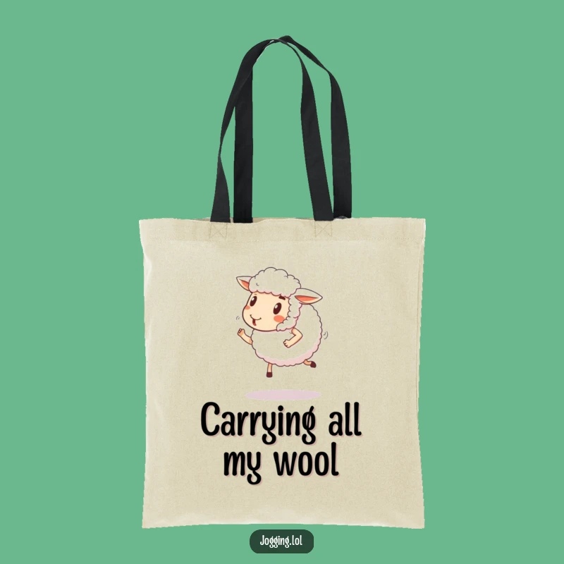 Funny Sheep Jogging Tote Bag: Comical Happy Ewe Carry-All Gift