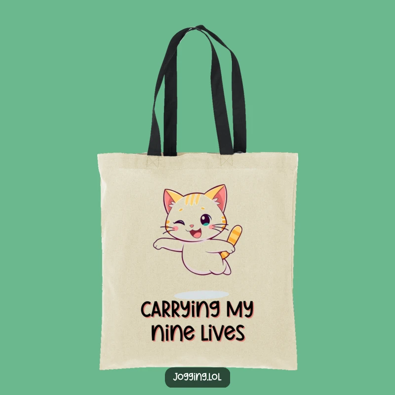 Funny Cat Running Tote Bag - Stylish Character Bag for Daily Adventures