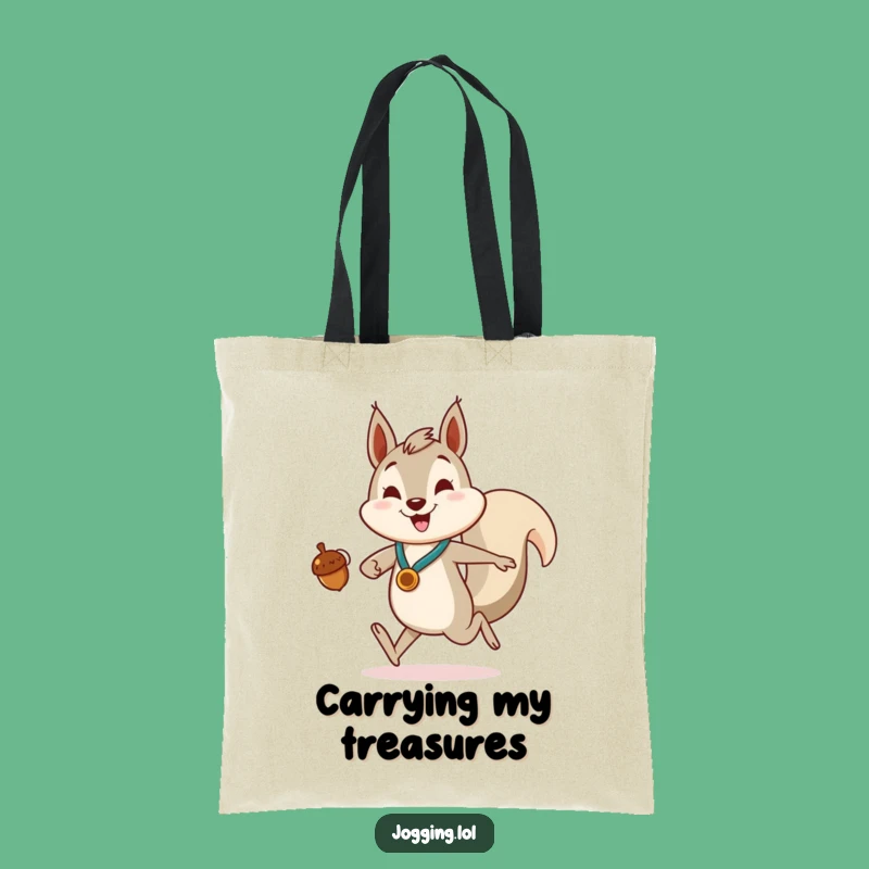 Funny Squirrel Tote Bag - Enthusiastic Jogger Acorn Collector Gift