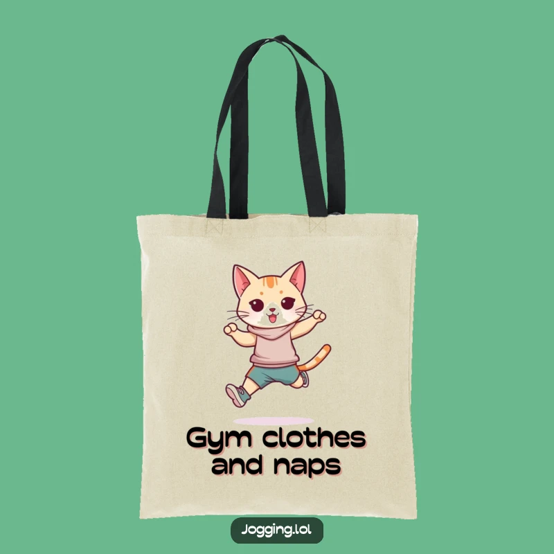 Funny Athletic Cat Tote Bag - Stylish Feline Jumper Carryall for Everyday Gift