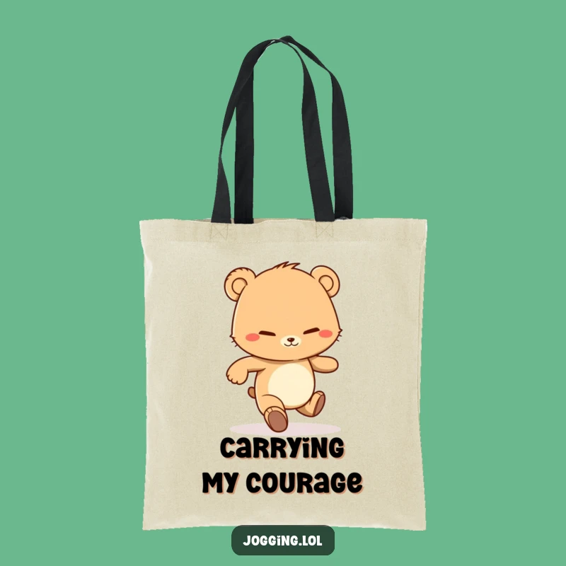 Funny Bear Cub Gym Bag - Determined Jogging Grin Tote Gift