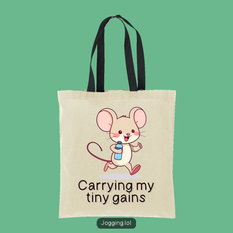 Funny Mouse Jogger Tote Bag: Cheerful Fitness Companion Gift