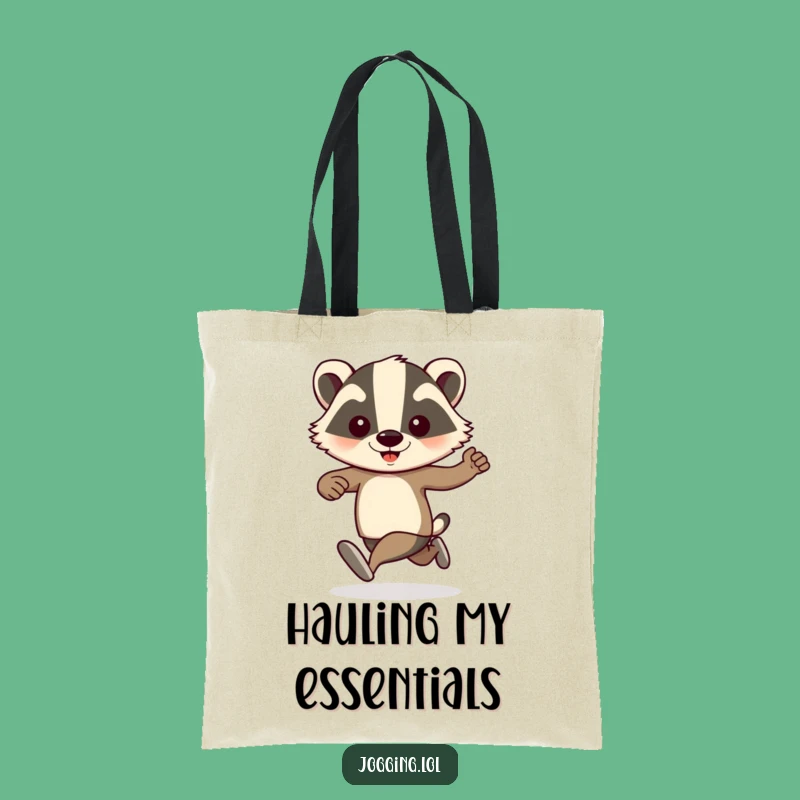 Funny Badger Jogger Tote Bag: Pumping Arms for Hilarious Everyday Carry!